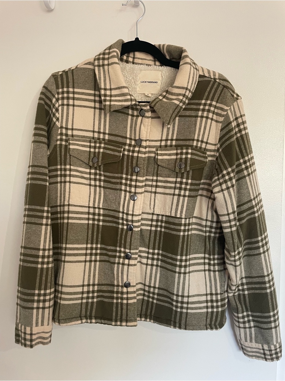 Lucky Brand Women Olive & Cream Plaid Jacket
